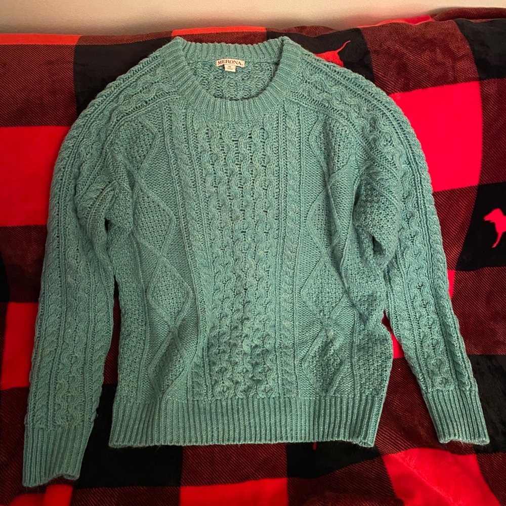 Sparkly Blue Cableknit Sweater